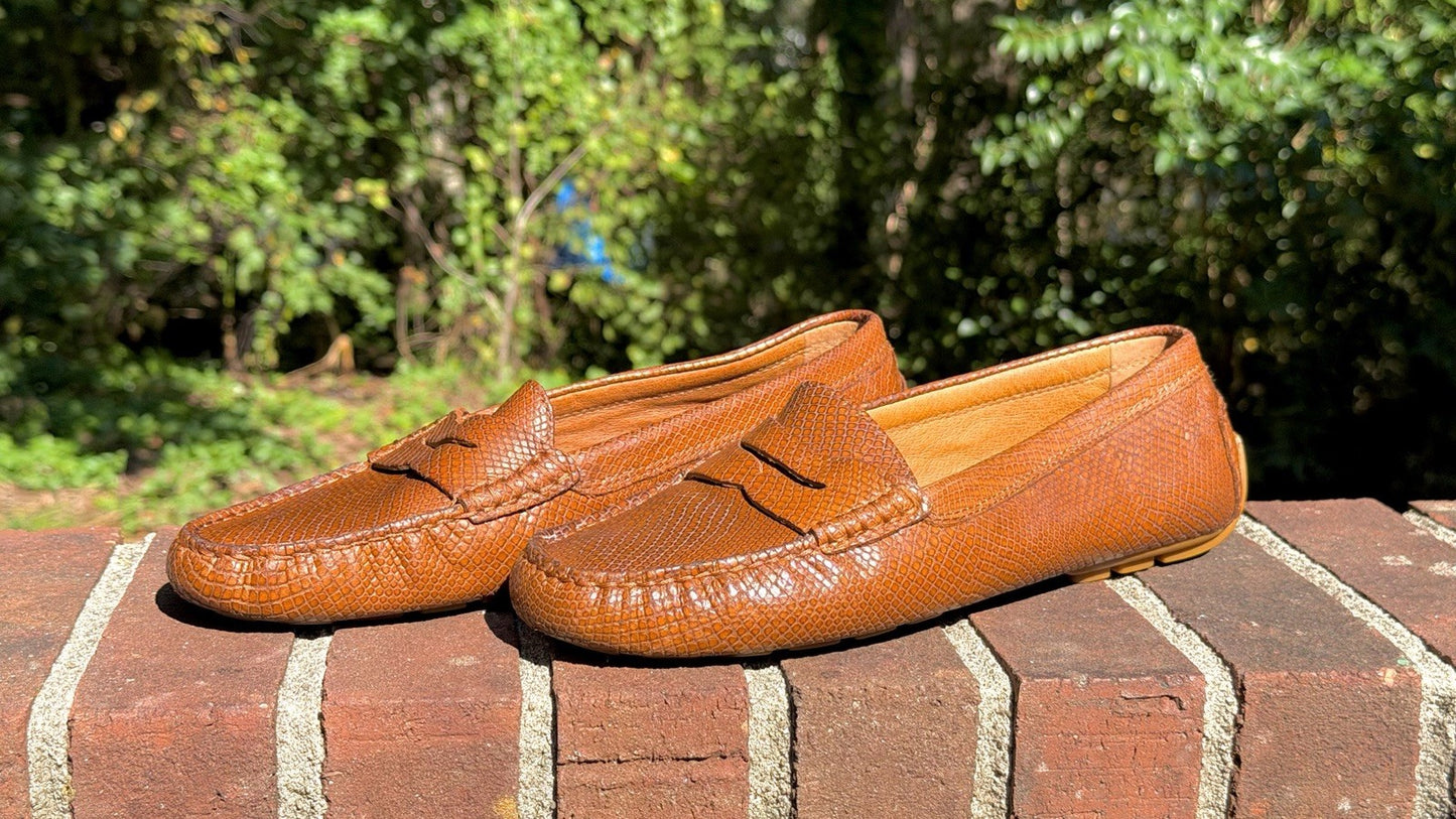 Lauren Ralph Lauren / Women's Camila Moccasin Size 10B / Polo Tan Glossy Snake