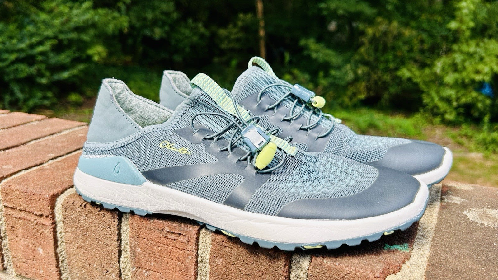 Olukai Women's Miki Trainer Athletic Casual Shoe Iron / Mineral Blue Size 7M