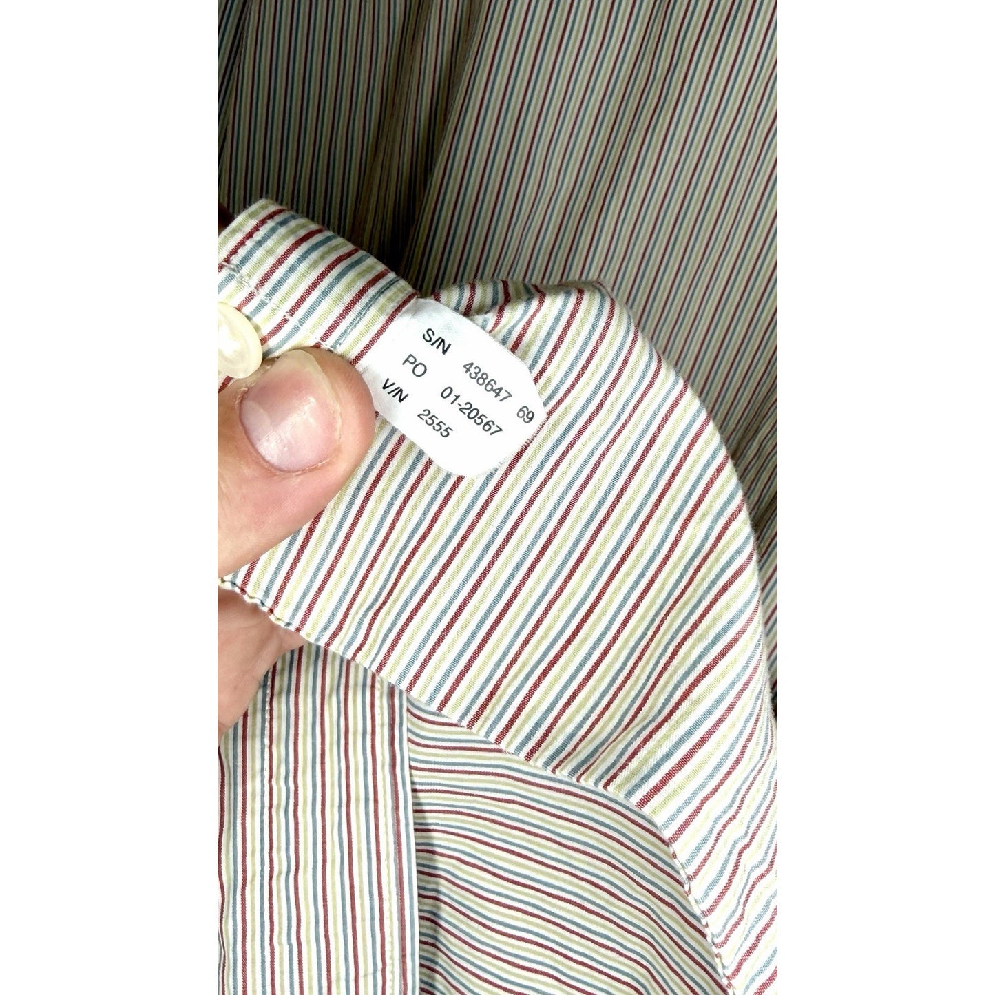 Cutter & Buck Shirt Mens Large Button Up Beige Striped Short Sleeve 100% Cotton