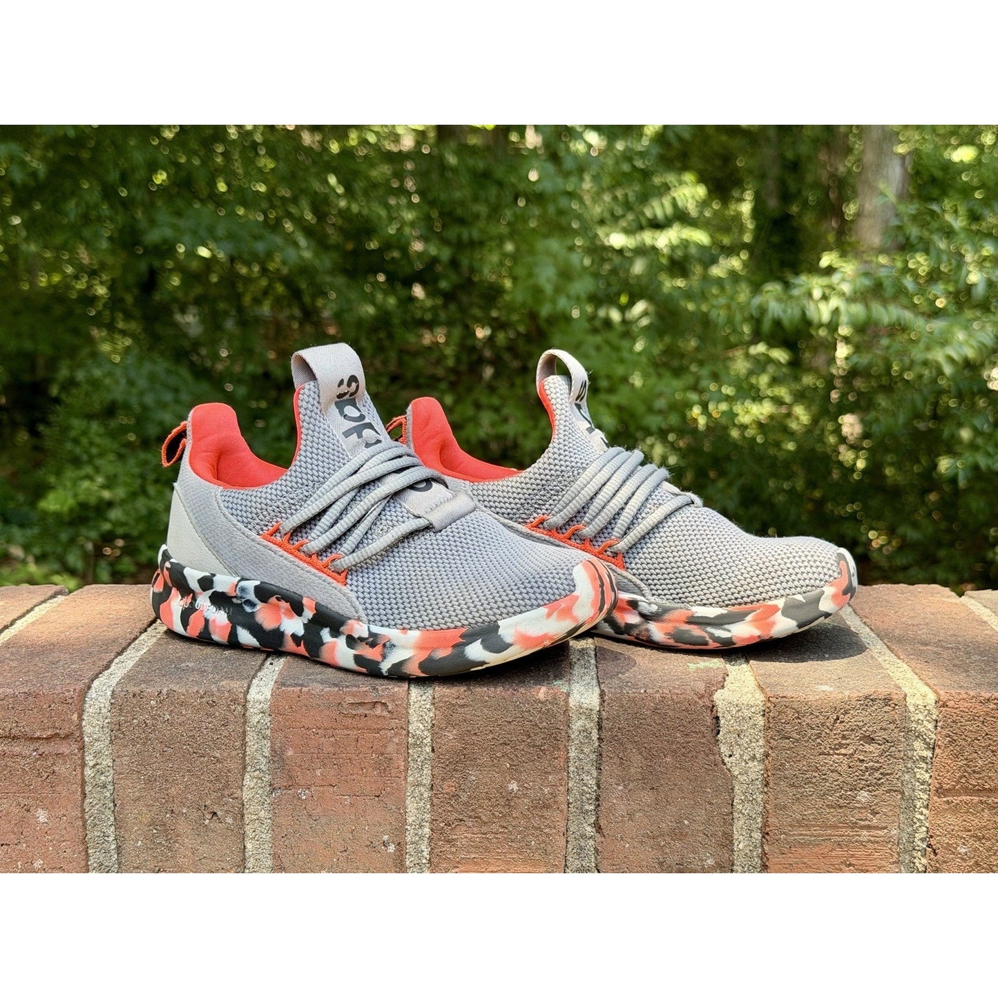 adidas Lite Racer Adapt 7.0 Kids Size 2 Grey Solar Red Slip On Sneakers IE8703