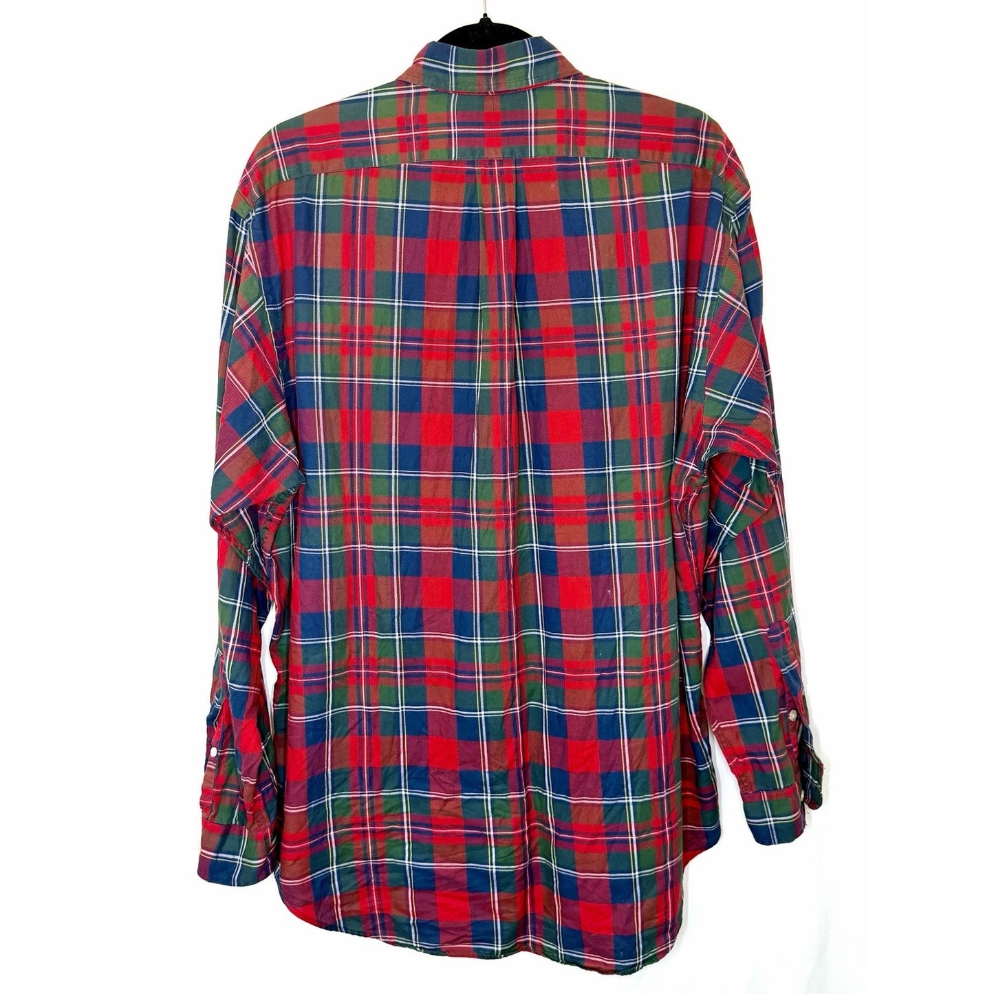 RALPH LAUREN GOLF Button Down Shirt Sz M Tilden Cotton Tartan Plaid Red LS Top