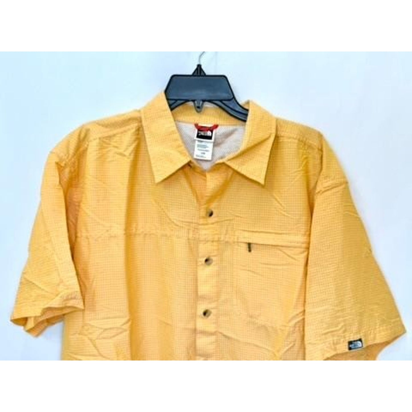 The North Face Shirt Mens Large Yellow Plaid Short Sleeve Hiking Button Up