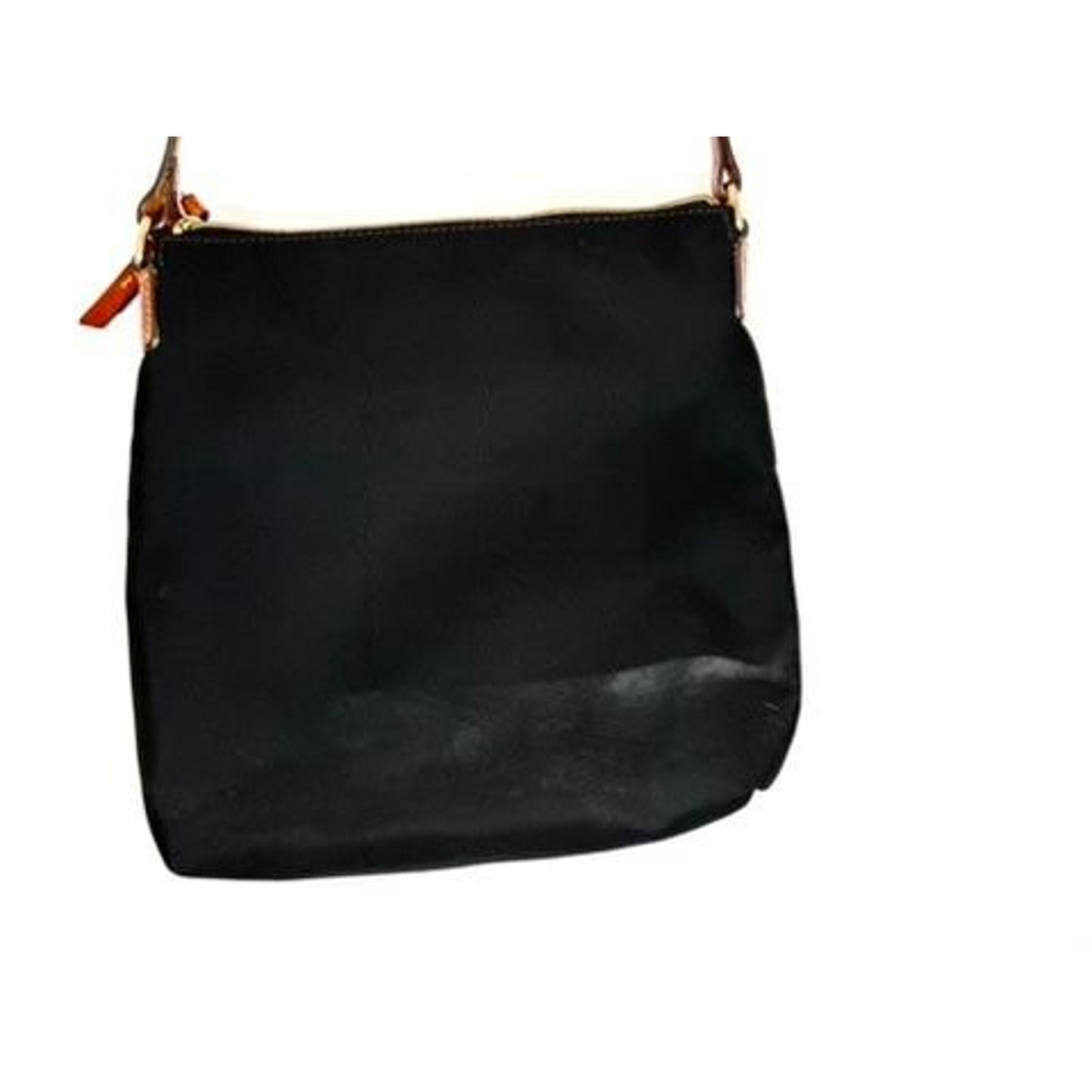 Dooney and Bourke Black Nylon Crossbody Bag Leather Trim Red Lining