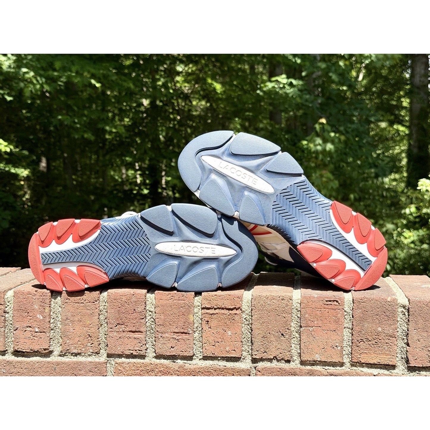 Lacoste L003 Men's Sneakers White Navy Red Size 12 Excellent Condition Worn 2x
