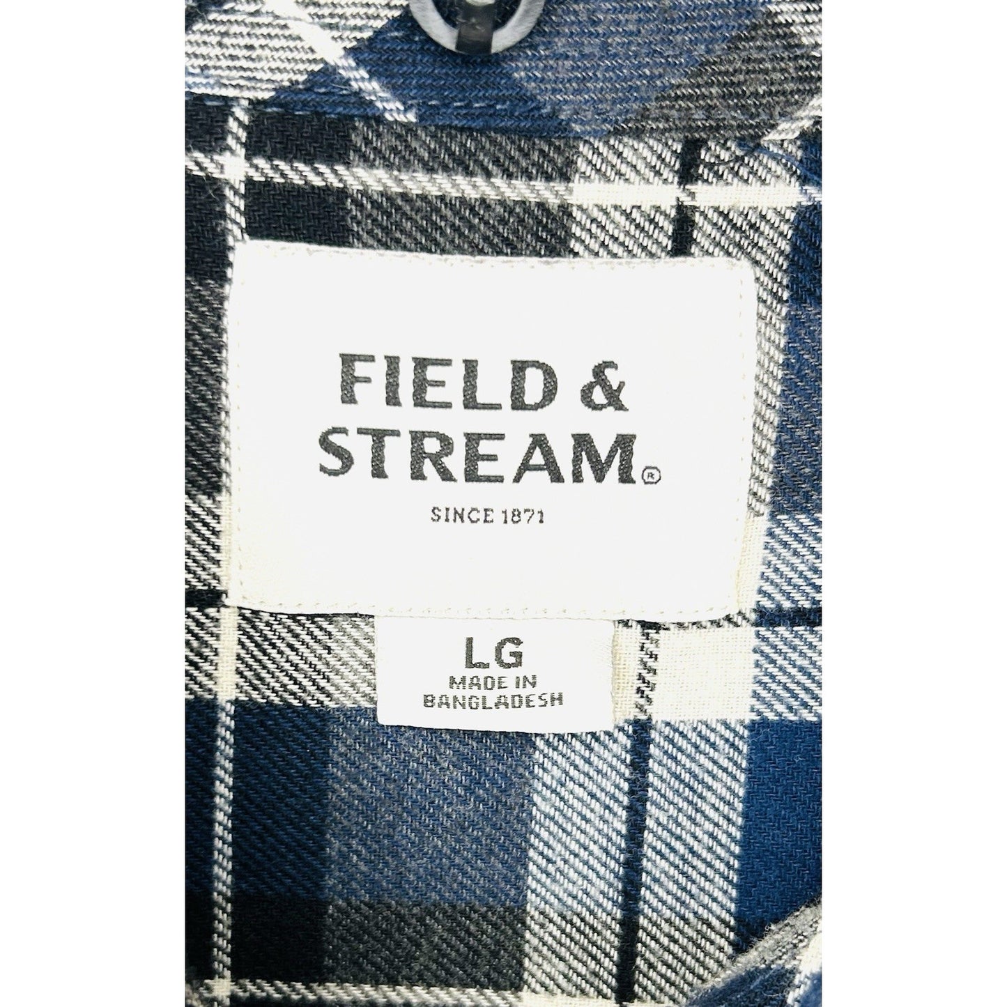 Field & Stream Flannel Shirt Mens Large Blue Plaid Button Up Casual Long Sleeve