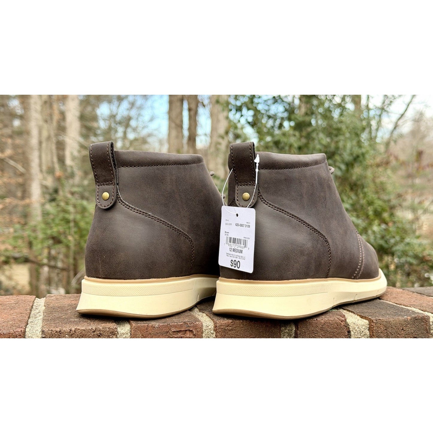 St. John's Bay Brown Leather Chukka Ankle Boots Men's 12 M New W/ Tag-$90 Retail