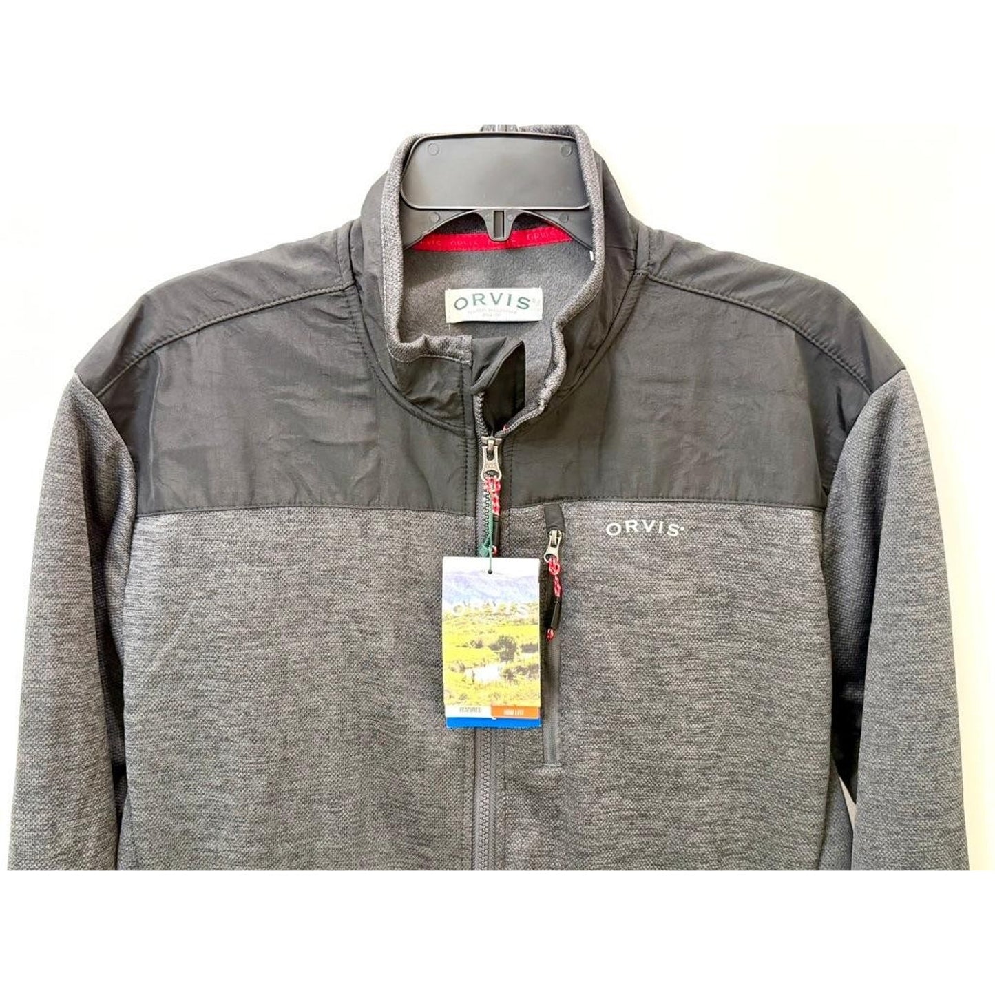 Orvis Bonded Mesh Full Zip Jacket Mens Large Phantom Black Fleece Lined NWT
