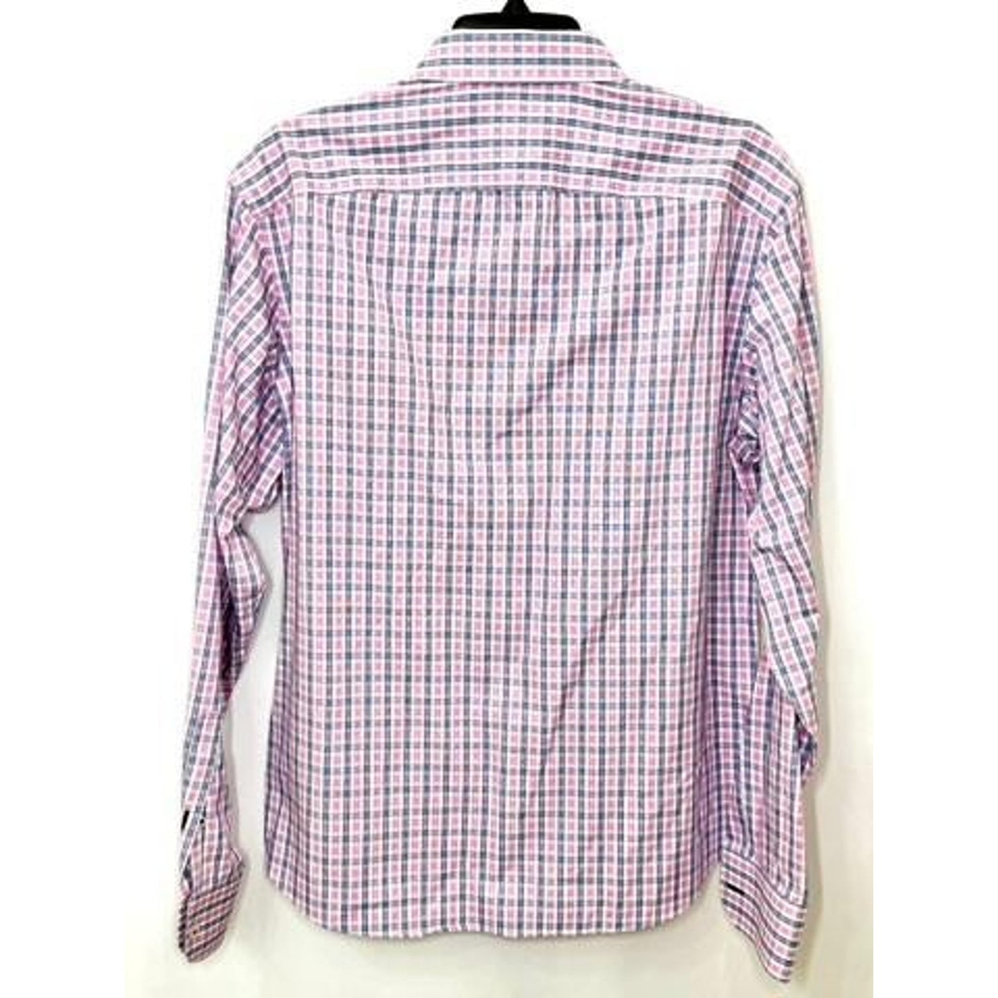 UNTUCKit Dolcetto WF Shirt Mens Medium Pink Blue Plaid Wrinkle Free Cotton L/S