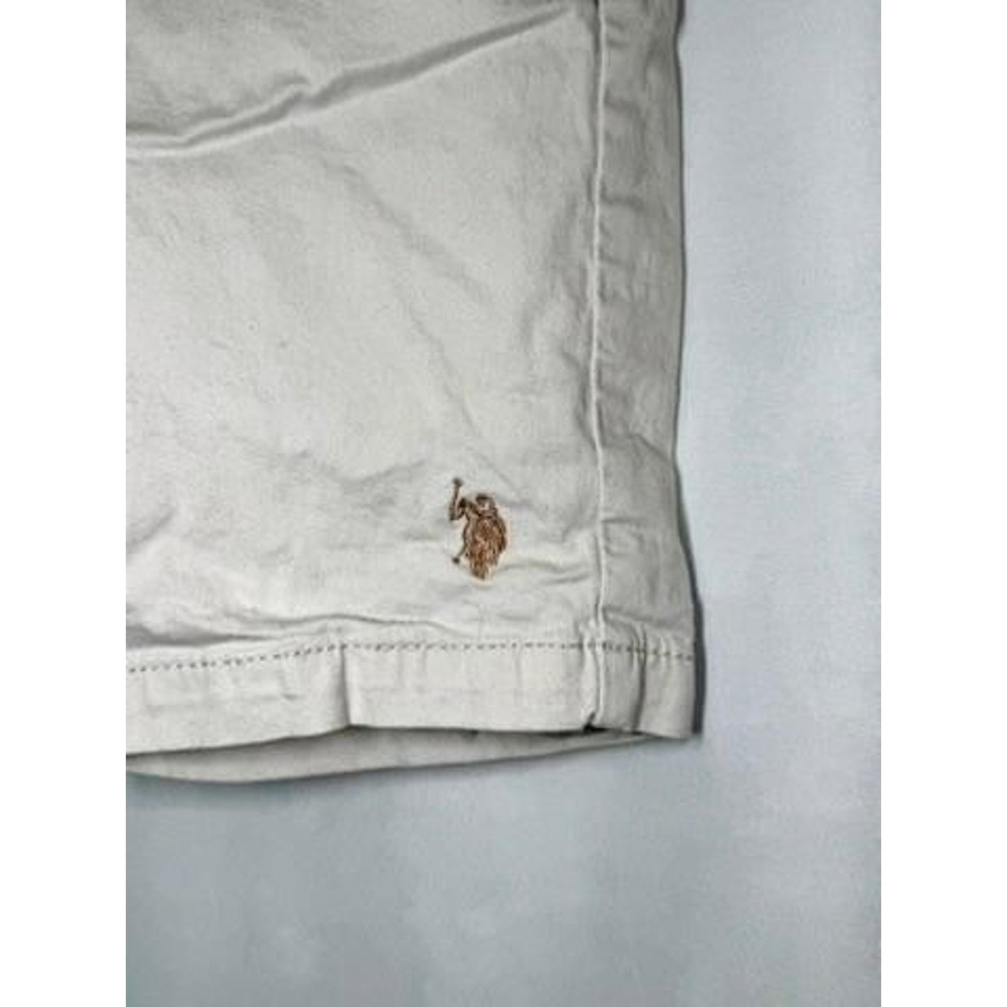 US Polo Assn Boys Chino Shorts Size 8 Beige Cotton Blend Flat Front Casual