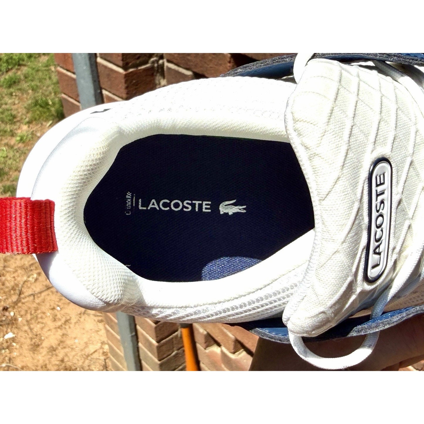 Lacoste L003 Men's Sneakers White Navy Red Size 12 Excellent Condition Worn 2x