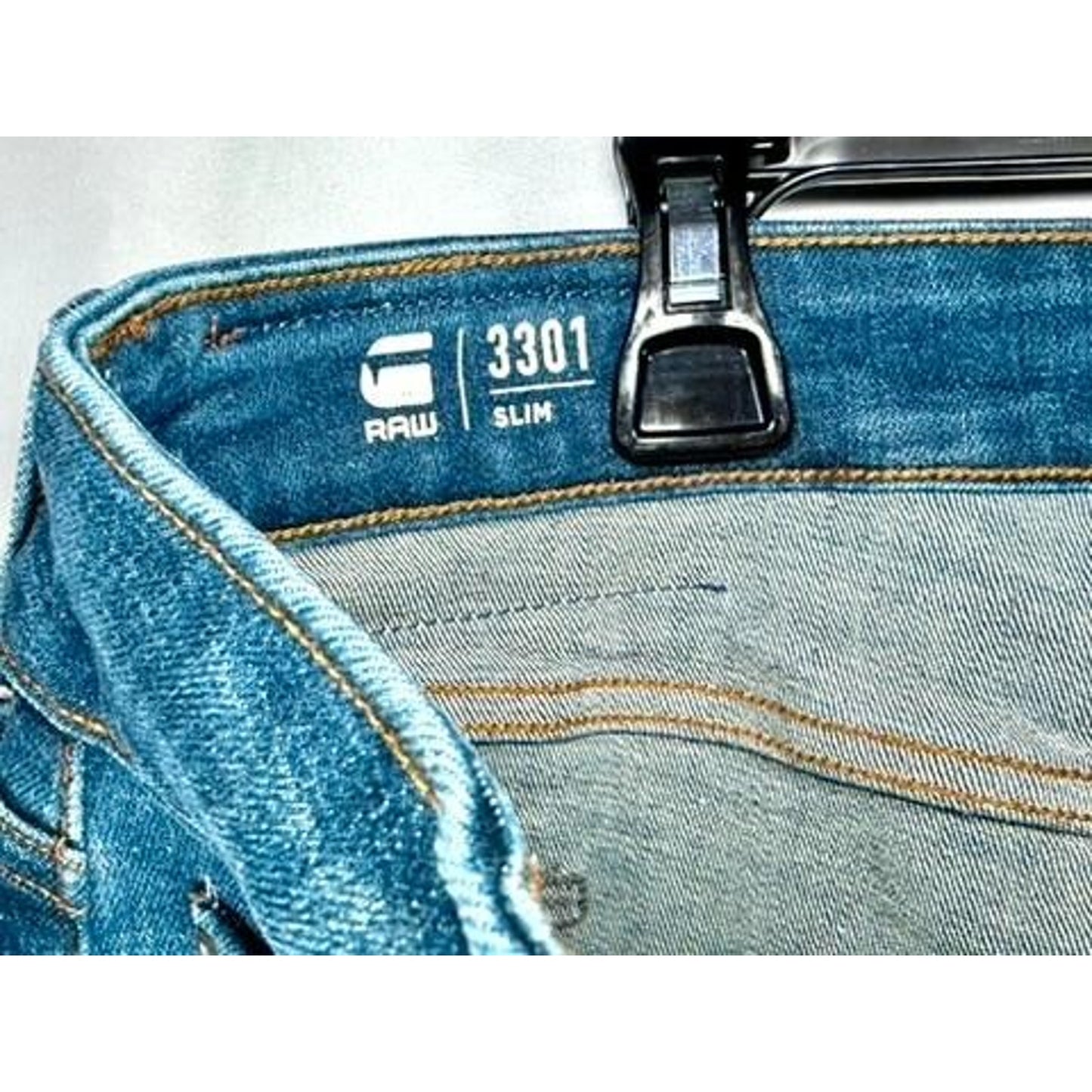 G-Star Raw 3301 Slim Jeans Mens 36x34 Blue Denim Medium Wash Stretch