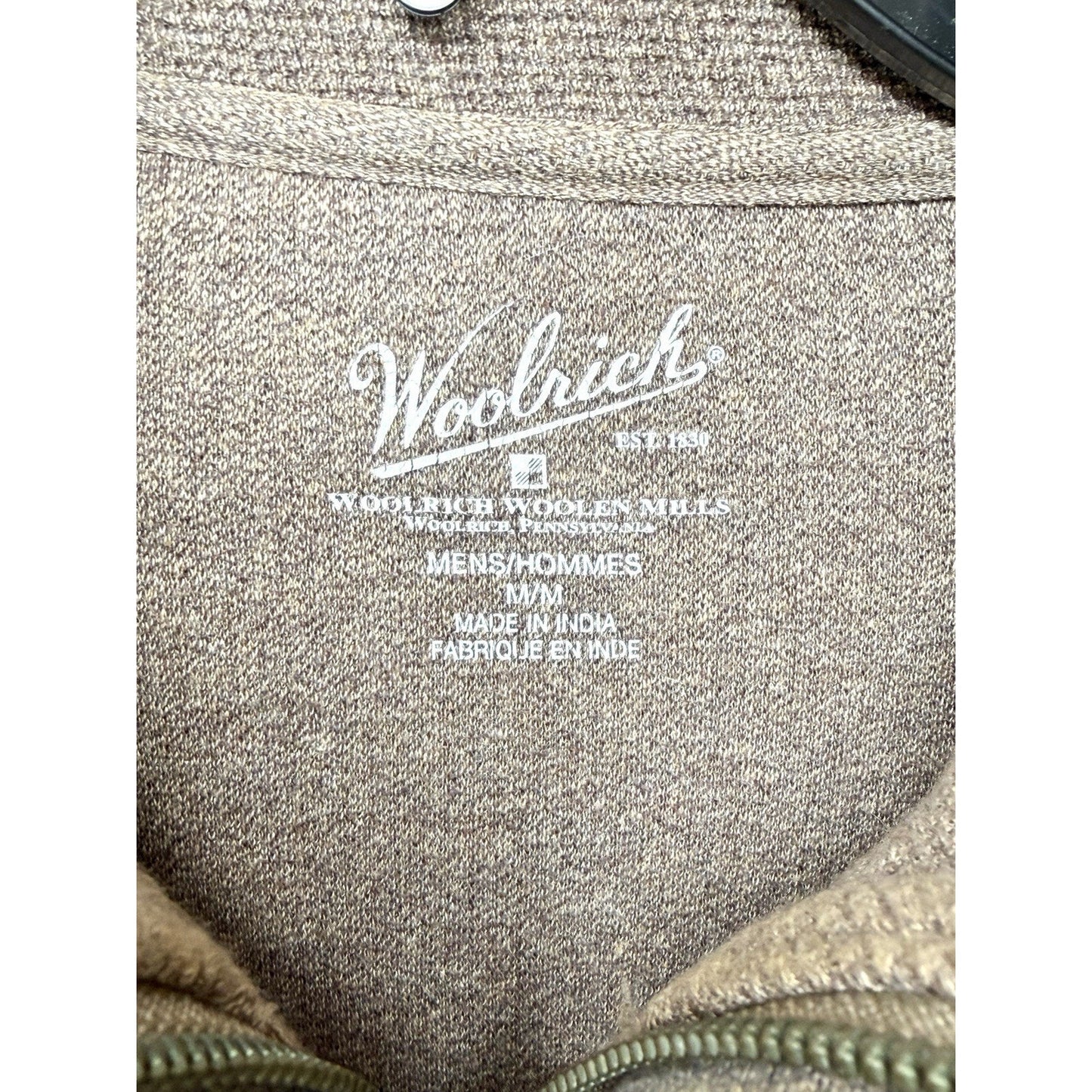 Woolrich Mens Medium Brown Lambswool Blend Quarter Zip Sweater Pullover