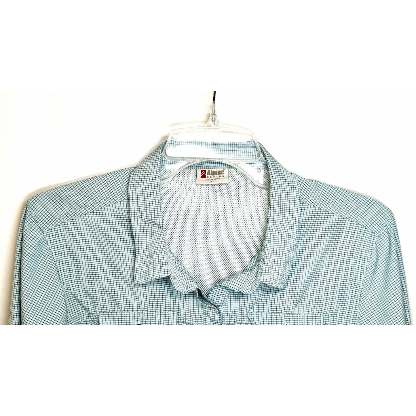 Alpine Design Women's Active Long Sleeve Top Hidden Button Blue Shirt XL