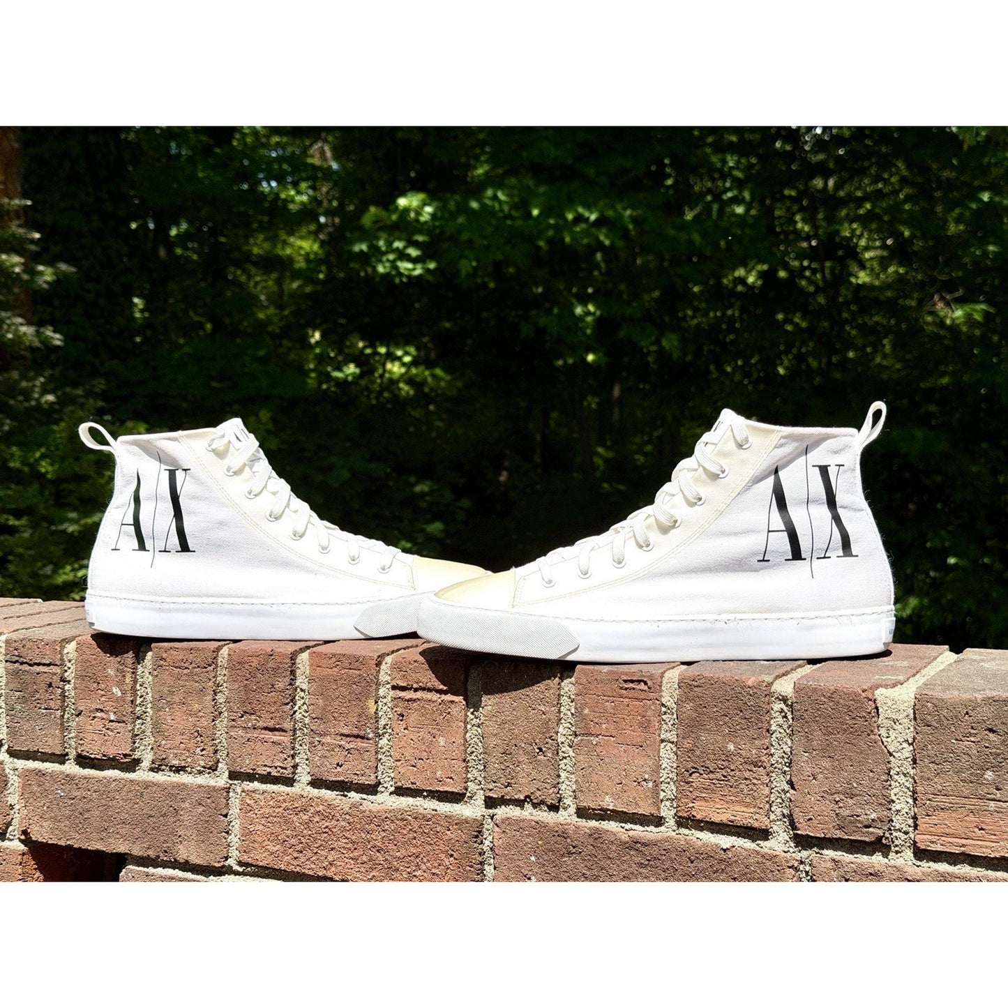 Armani Exchange Men's High Top Icon Logo Canvas Sneakers White Size 11 Excellent
