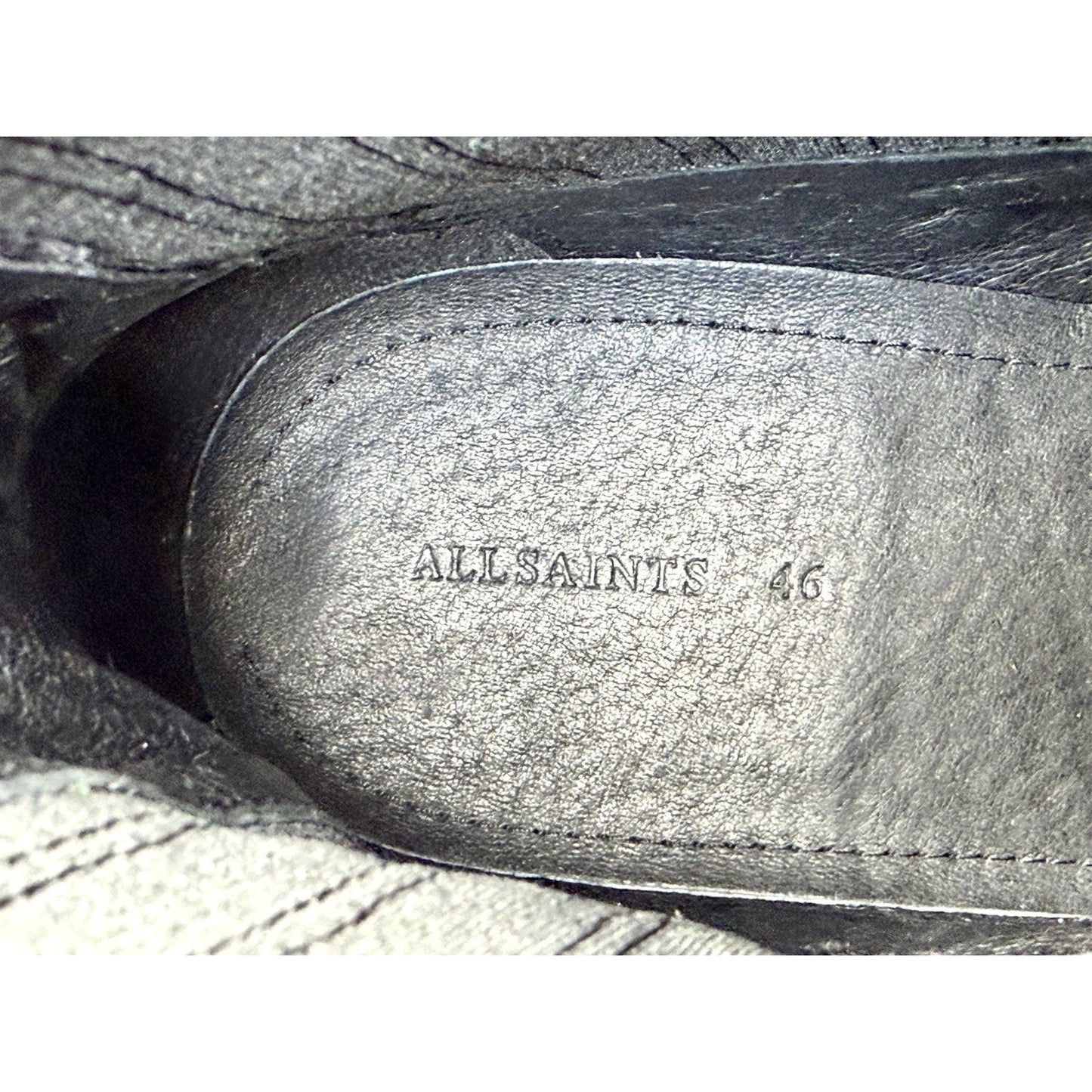 AllSaints Bloom Men's Chelsea Boots Washed Black Leather Lug Sole Size 46 US 13