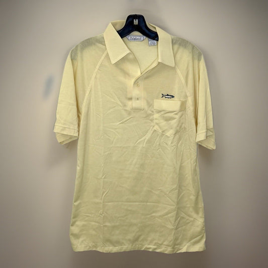 VTG Palmland Polo Men’s Medium Bright Yellow With Embroidered Fish