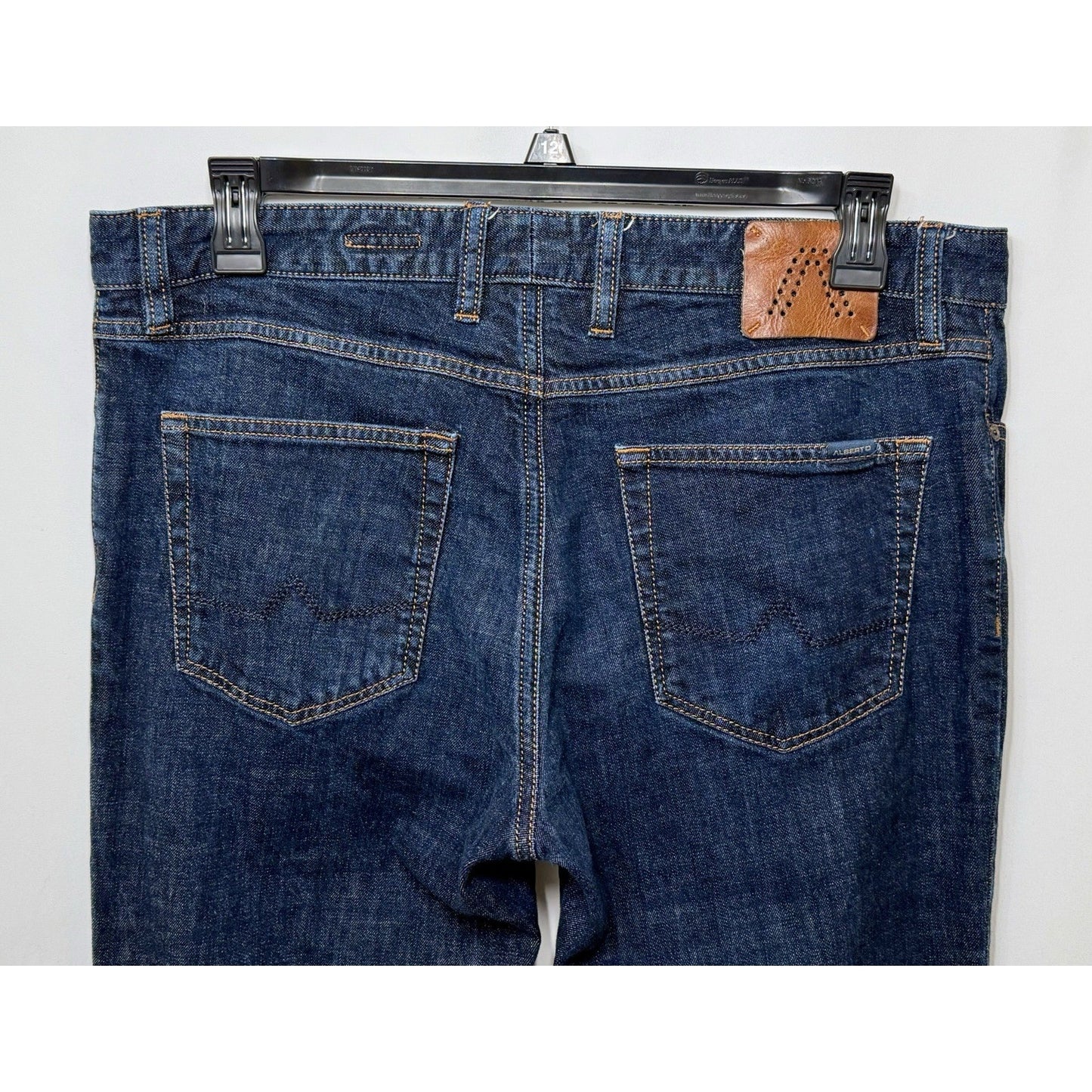 Alberto Pipe Regular Slim Fit Denim Blue Dark Wash 38x30 (Tag 38x34) $245 Retail
