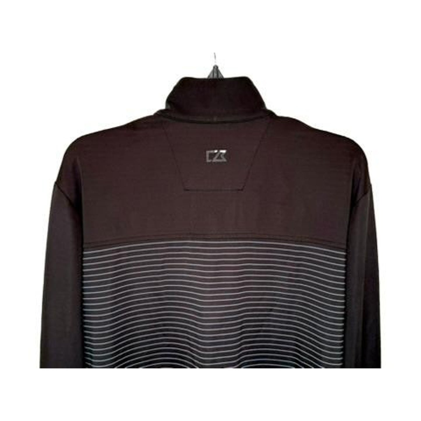 Cutter & Buck Mens Large CB DryTec 1/4 Zip Pullover Black Striped Golf Jacket