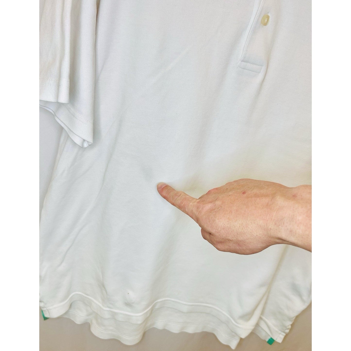 Alan Flusser Golf Shirt / White / Pearl Washed Cotton / Men’s L Large