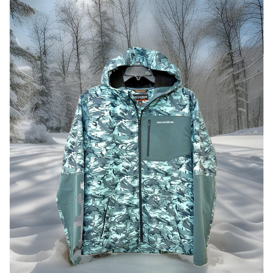 Grundéns Bulkhead Tech Fleece Jacket Mens Size XL Camo Hooded Fishing