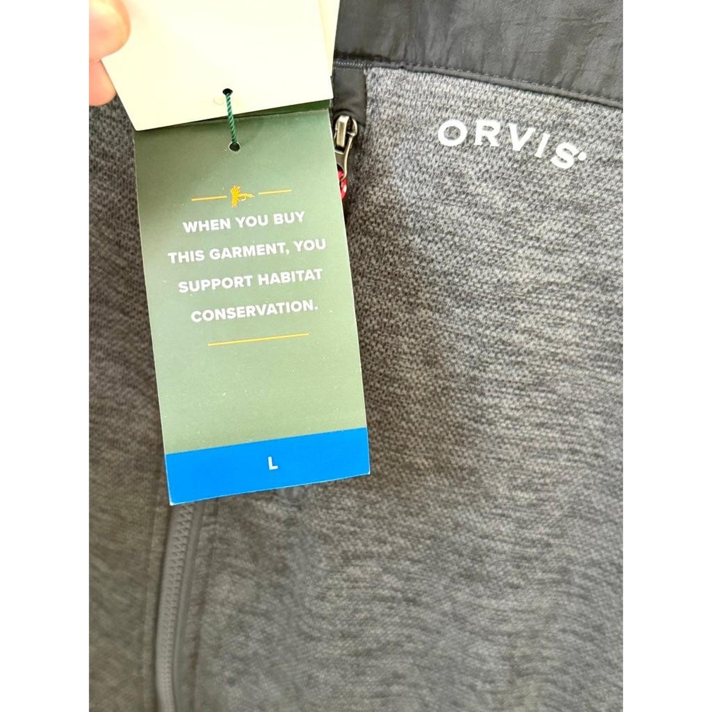 Orvis Bonded Mesh Full Zip Jacket Mens Large Phantom Black Fleece Lined NWT