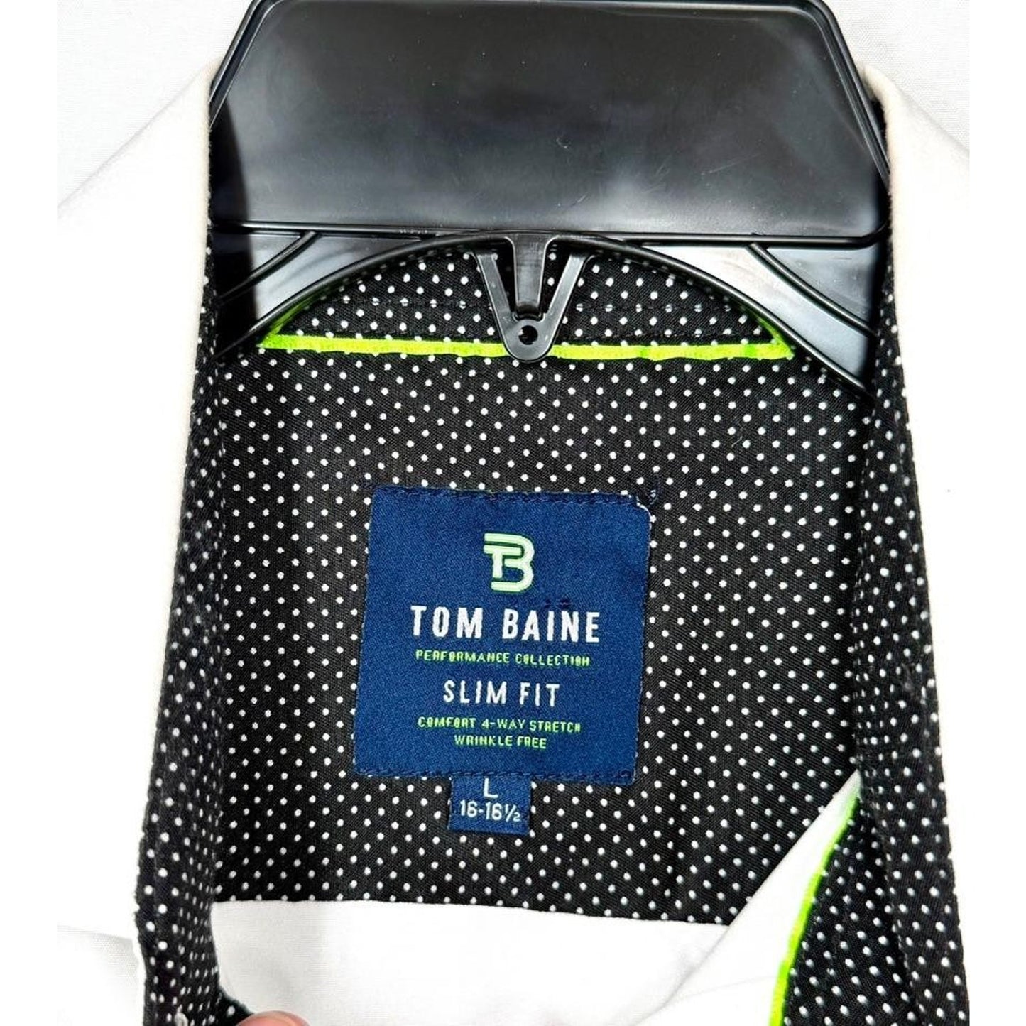 Tom Baine Performance Dress Shirt Mens Large White 4-Way Stretch Slim Fit