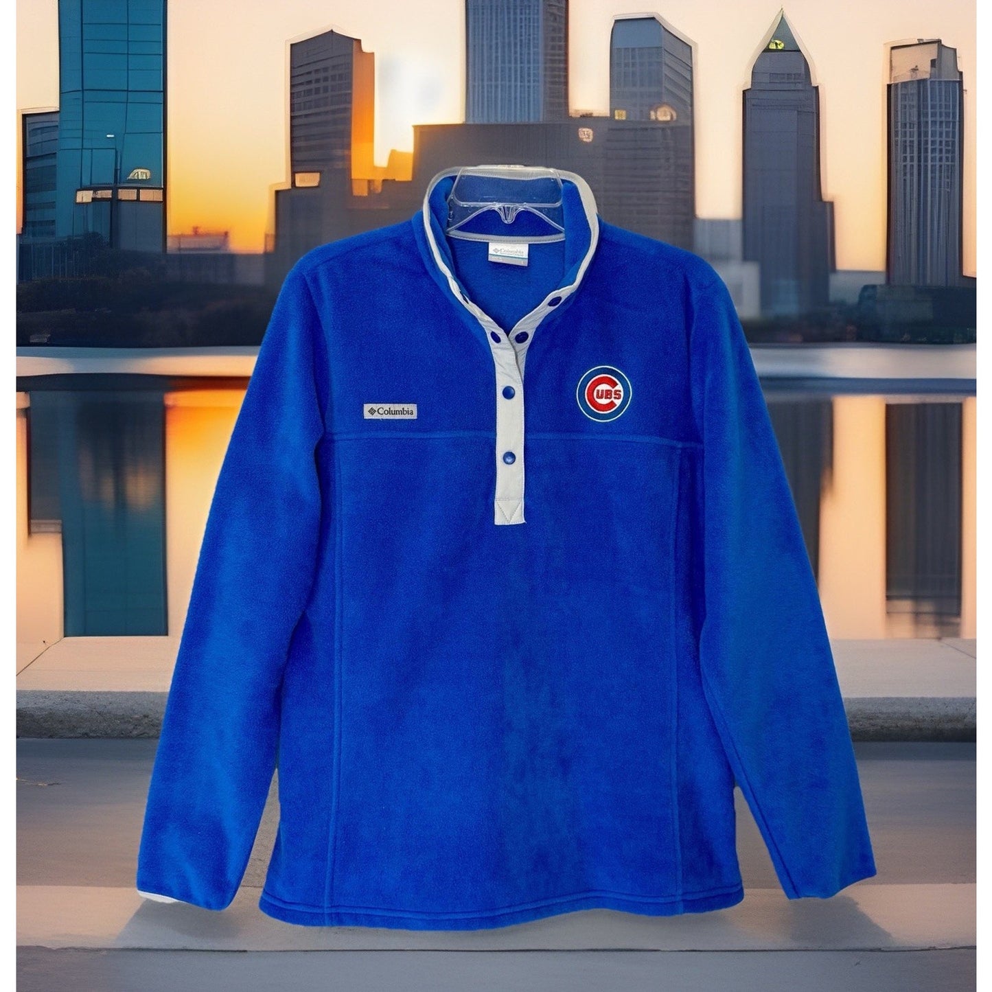 Columbia Women’s 1/4 Snap Fleece Pullover MLB Chicago Cubs Blue Large NWOT