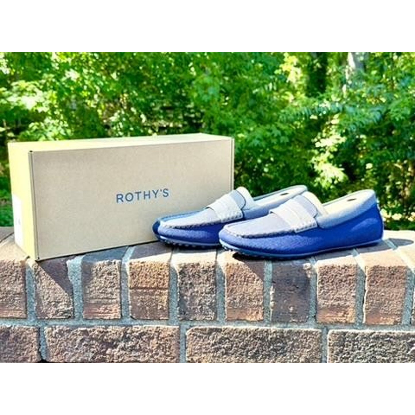 Rothys The Driving Loafer Amalfi Blue Slip On Shoes Mens Size 7.5 NIB