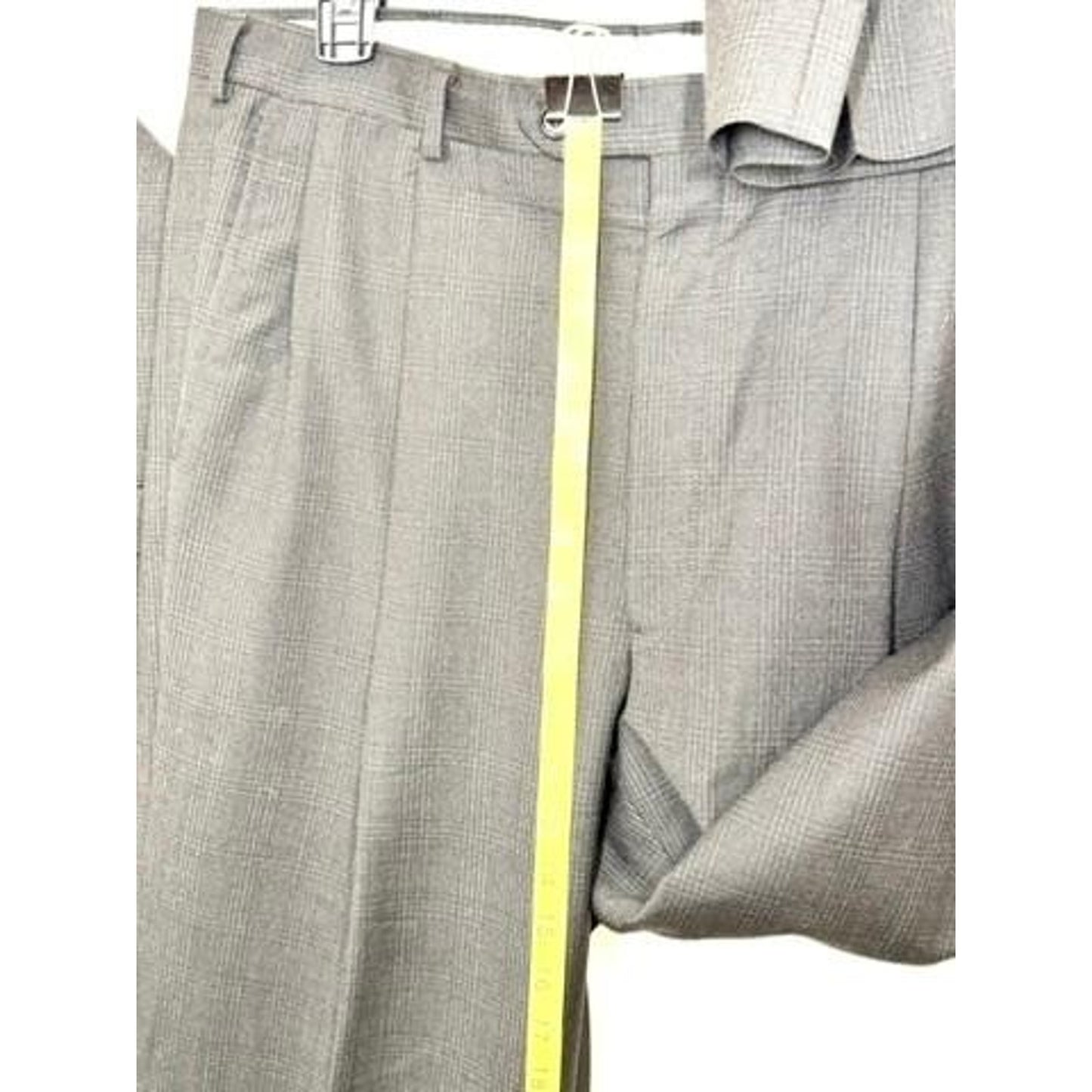 Christian Dior Monsieur Suit Mens 40L Gray Wool Double Breasted Plaid Vintage