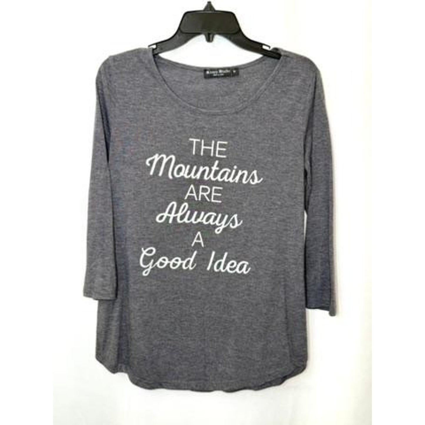 Knapp Studio Womens Medium Gray Graphic Tee The Mountains Are Always A Good Idea