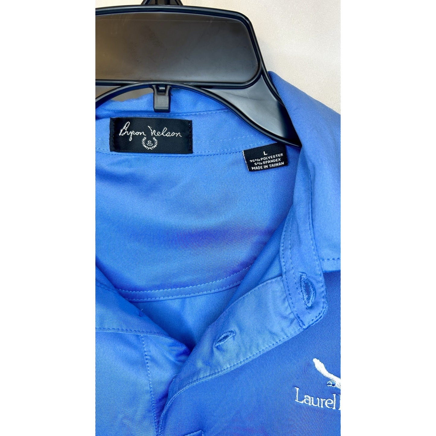 Men's Byron Nelson Basic Collared Solid Blue Polo Shirt Size Largesl