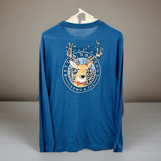 Crown & Ivy Blue Men’s Medium Long Sleeve Graphic Tshirt