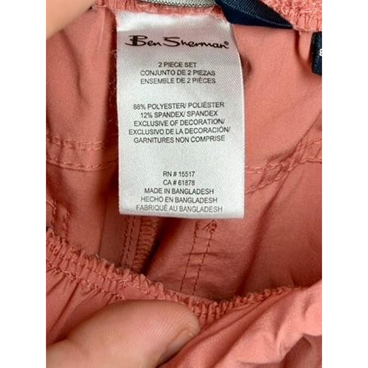 Ben Sherman Boys Cargo Shorts Size S 8 Salmon Pink Elastic Waist Stretch