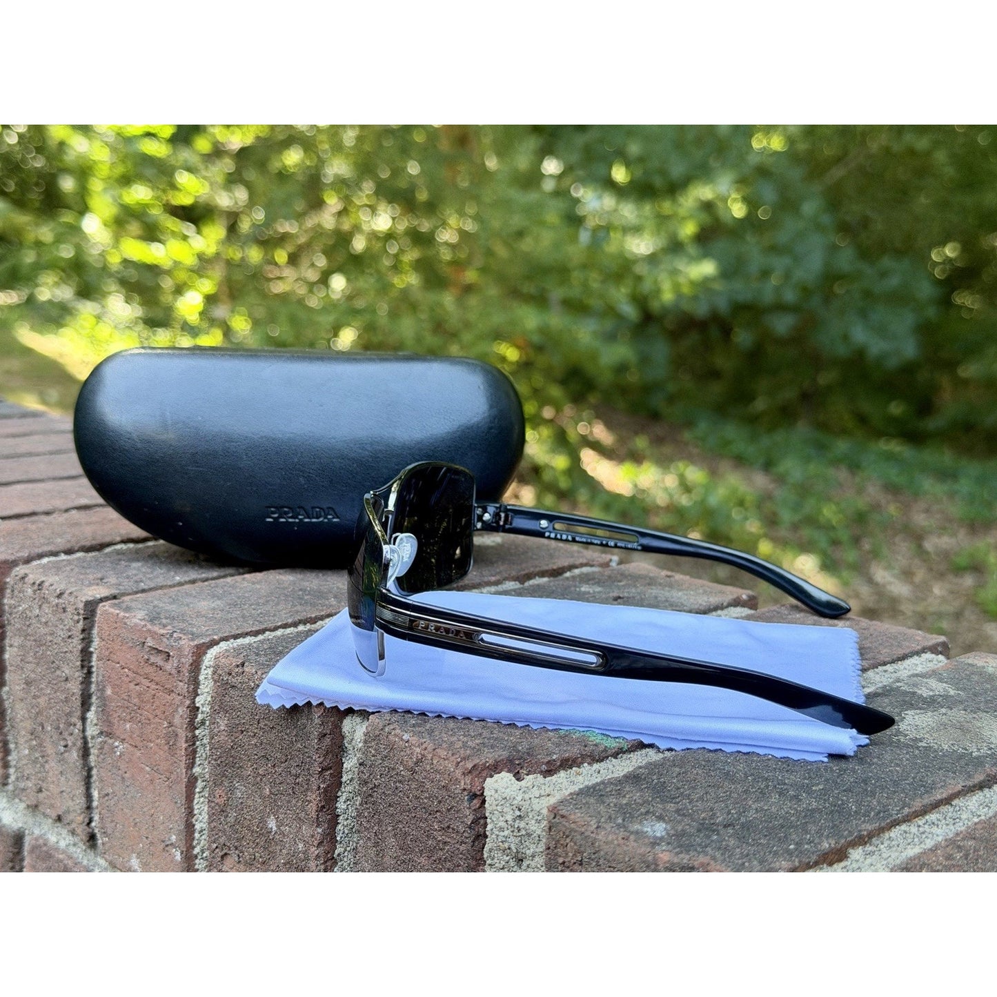 PRADA SPR 54I Sunglasses Polarized Silver Metal Blue Lens 64 12 125 With COA