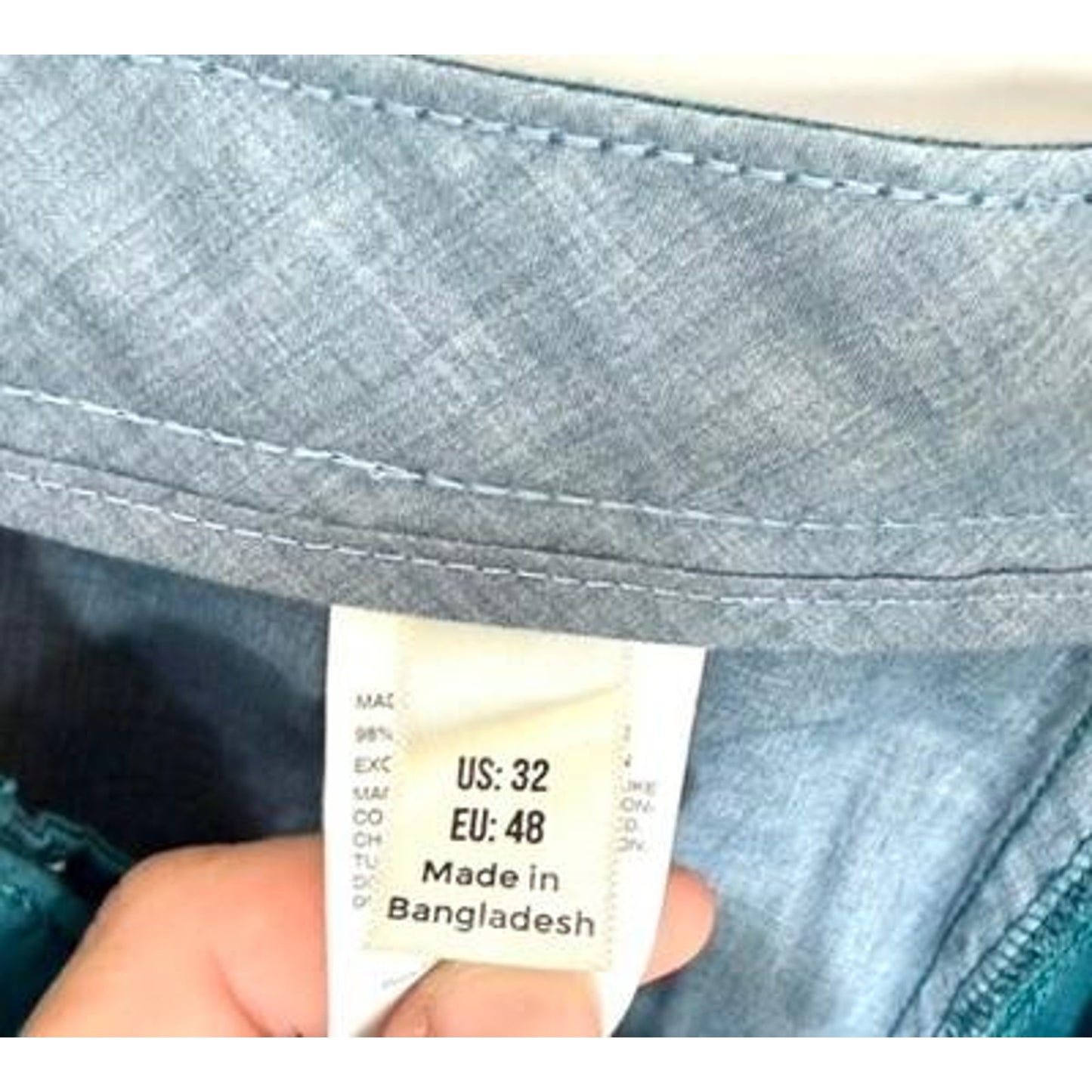Original Penguin Mens Chino Shorts Size 32 Teal Blue Cotton Blend Stretch