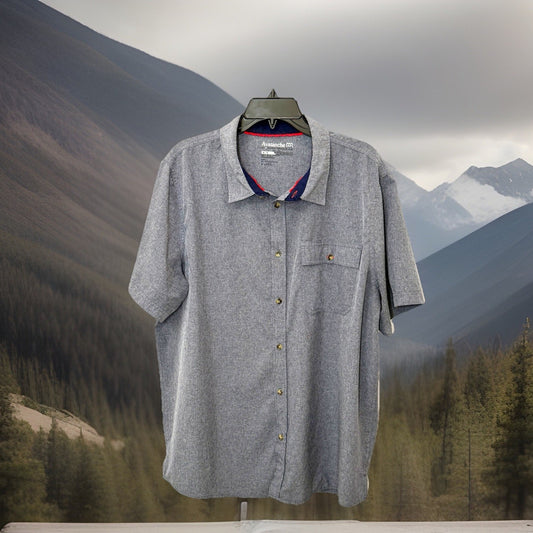 Avalanche Shirt Mens Size Large Blue Short Sleeve Button Up Performance Hiking