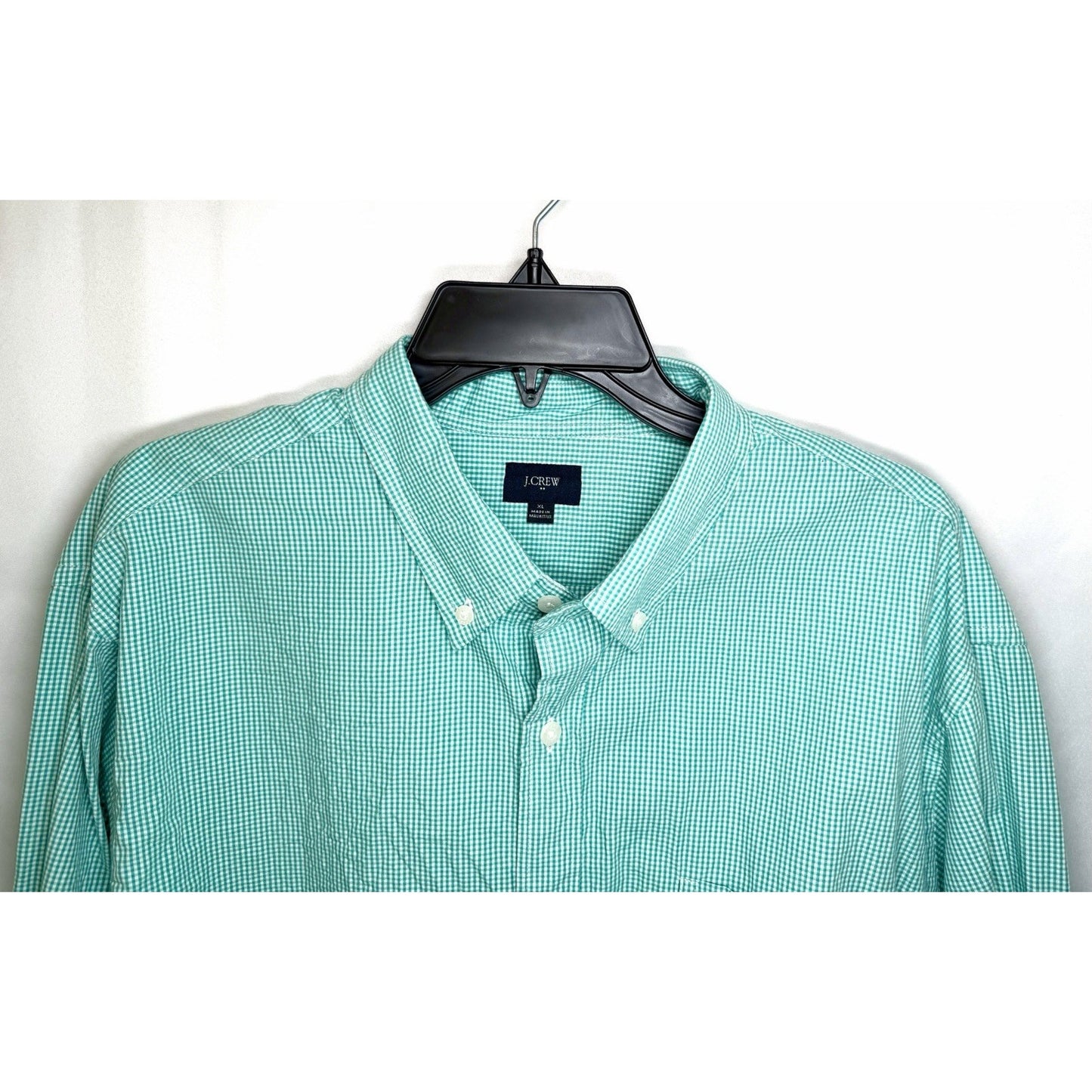 J.Crew Shirt Men's Sz XL Green Purple Gingham 120's 2 Ply Long Sleeve Button Up