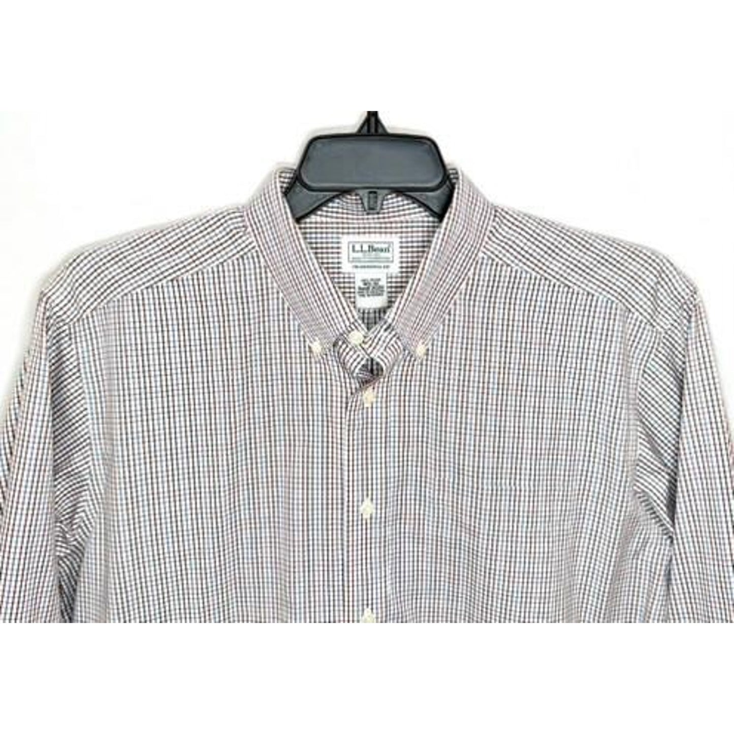 LL Bean Mens 16.5 33 Traditional Fit Button Down Shirt Cotton Plaid Long Sleeve