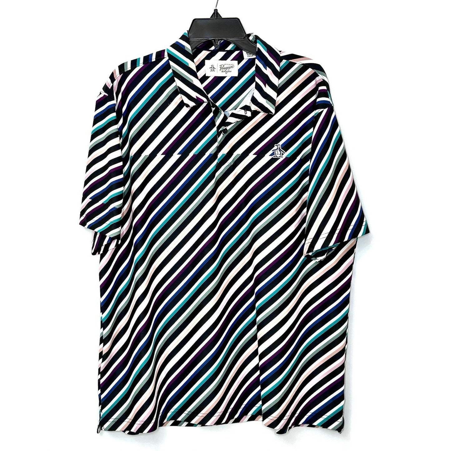 PENGUIN Men's Polo Shirt XL by Munsingwear Performance Stretch Golf Multi Strip