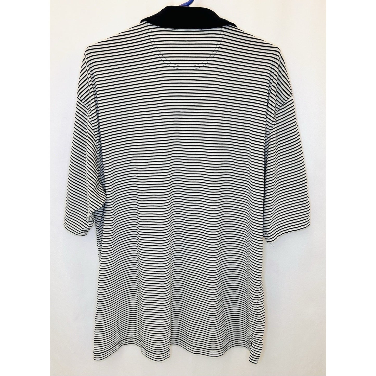 Ashworth Polo Striped Golf Shirt - White/Navy - Men’s XL - Breathable