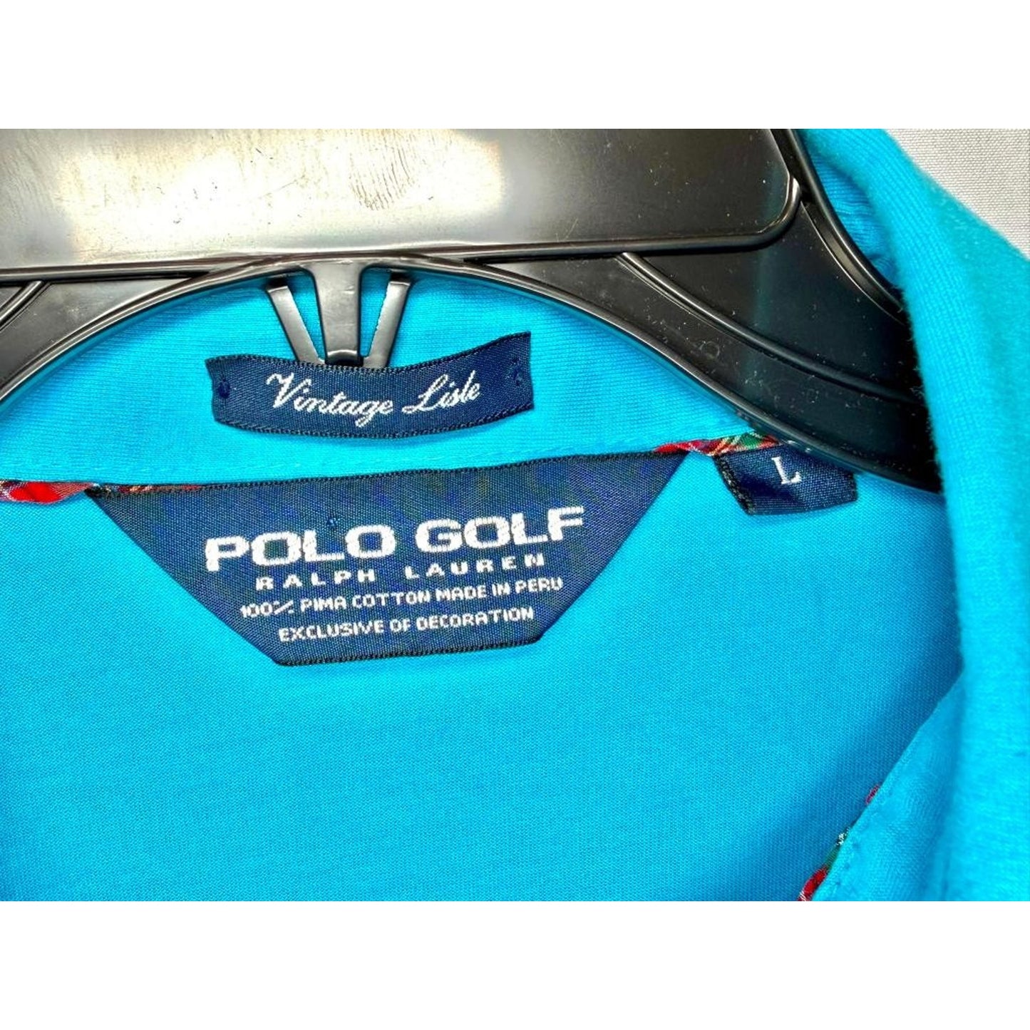Polo Golf Ralph Lauren Shirt Mens Large Blue Vintage Lisle 100% Pima Cotton