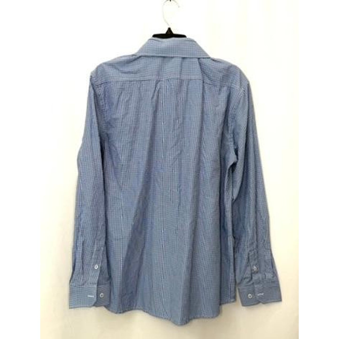 Steel & Jelly Mens Shirt 16.5 Blue White Gingham Check Long Sleeve Button Up