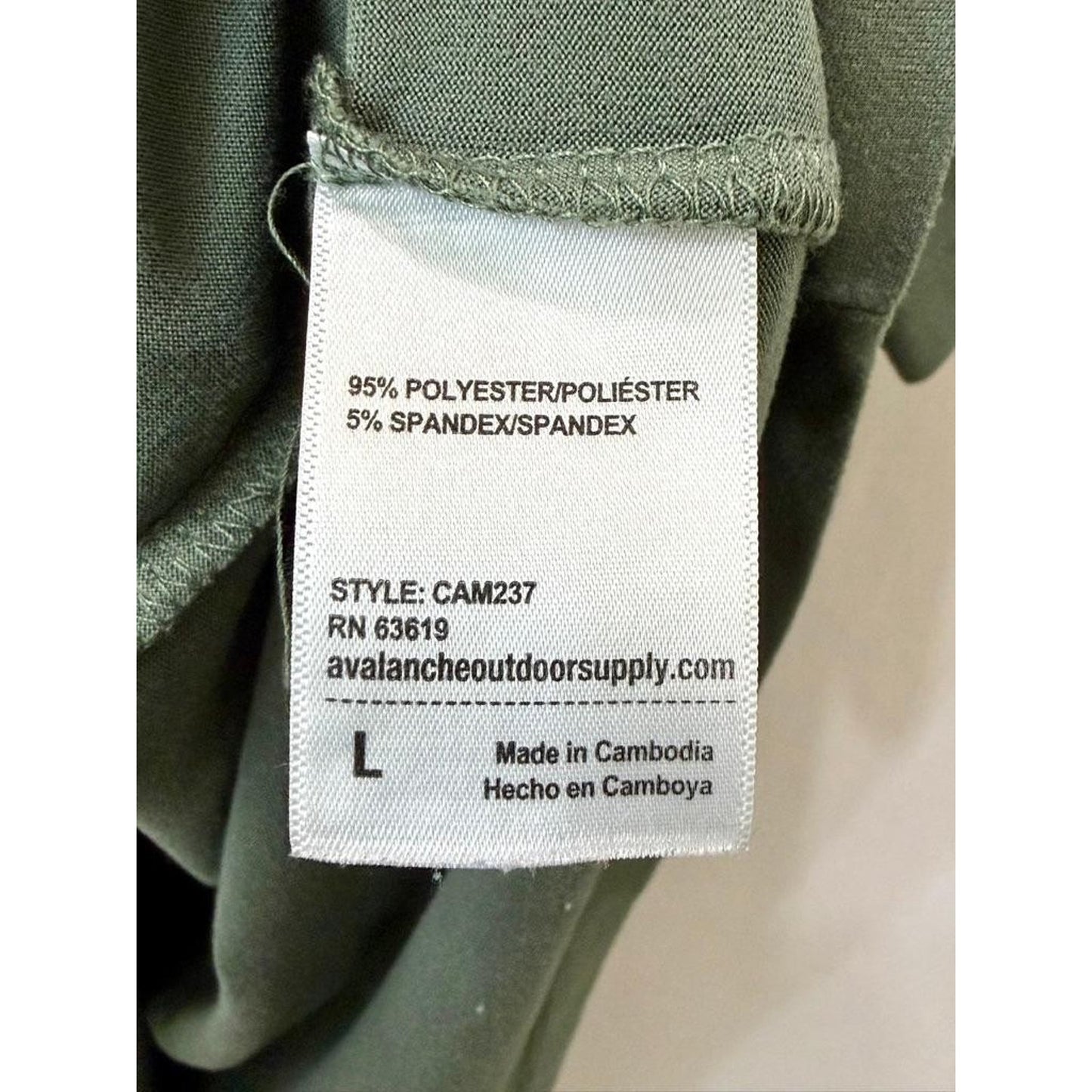 Avalanche Outdoor Supply Co Mens Large Green Polyester Spandex T-Shirt CAM237