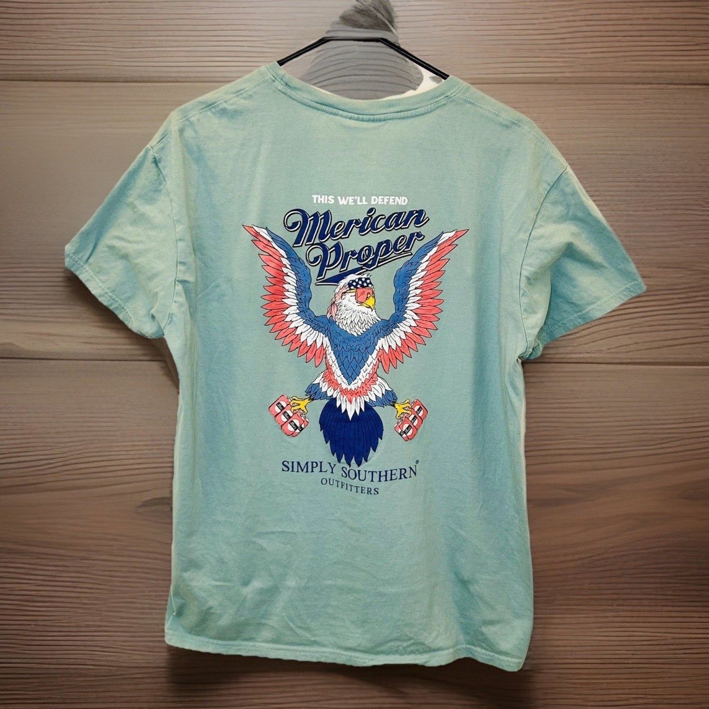 Simply Southern Men's Merican ChinChilla Light Teal T-Shirt MERICAN-CHINCHILLA