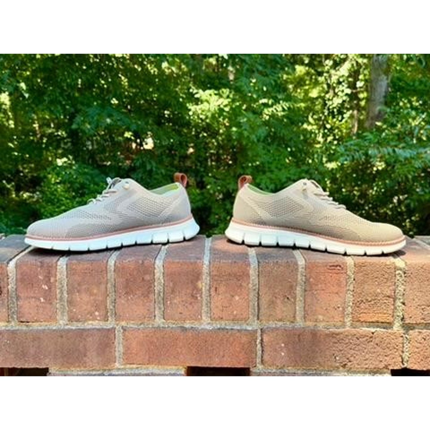 Austen Knit Casual Shoes Men's Size 7.5 Beige Slip On Elastic Laces EU 40