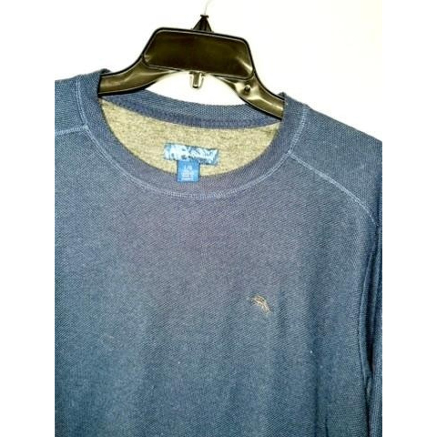 Tommy Bahama Long Sleeve Shirt Mens Large Blue Waffle Knit Pullover