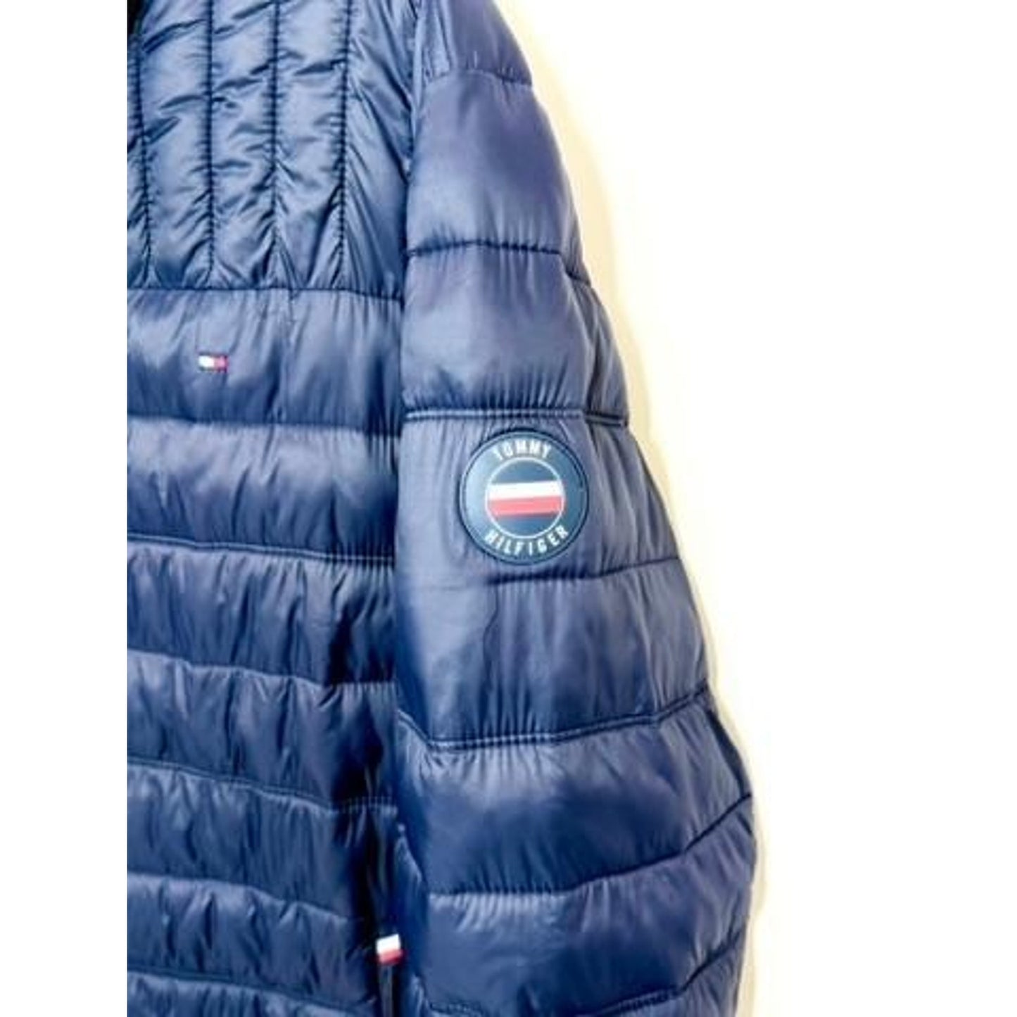 Tommy Hilfiger Puffer Jacket Mens XL Navy Blue Packable Quilted Full Zip Coat