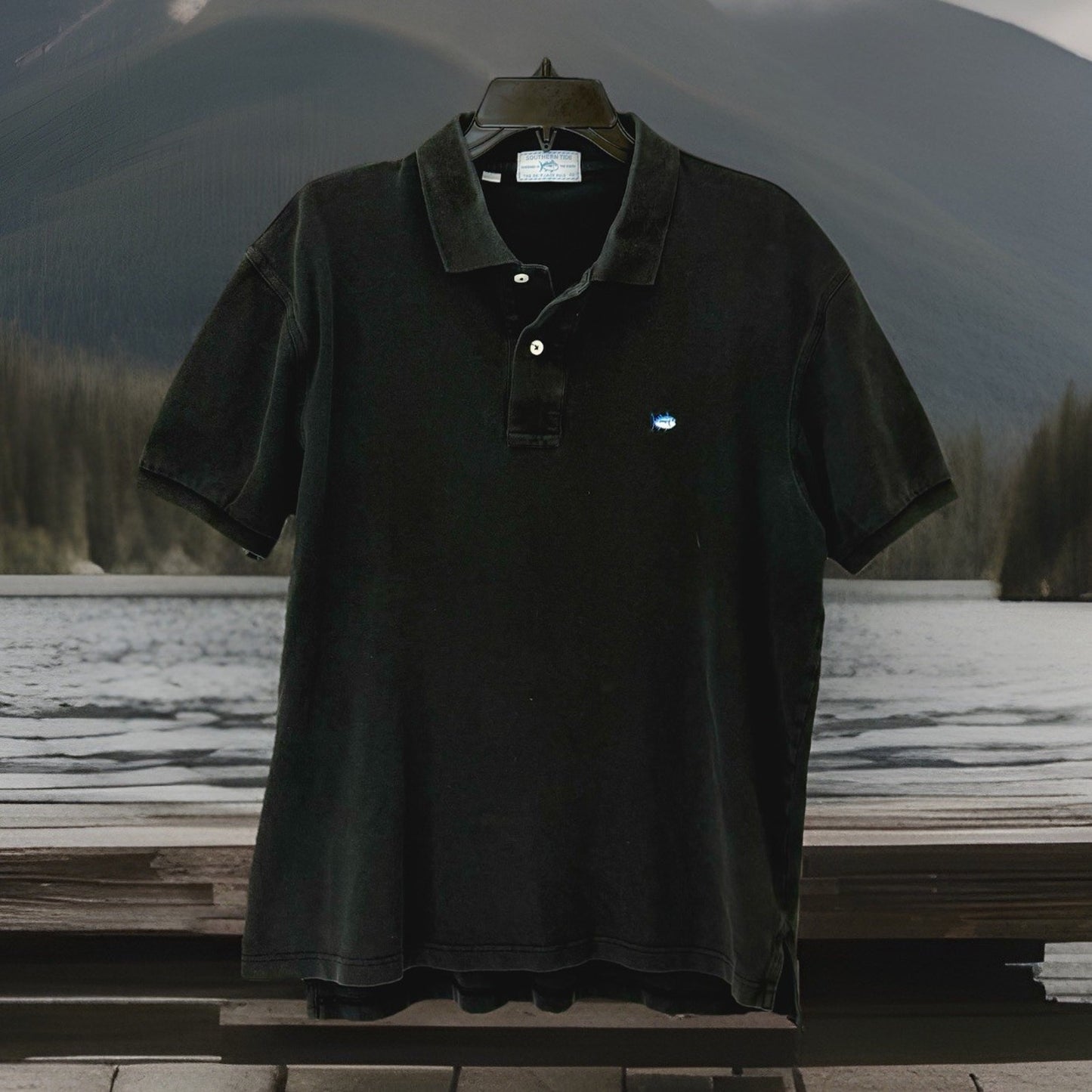SOUTHERN TIDE Men's The Skipjack Short Sleeve Polo Shirt SIZE MEDIUM Black