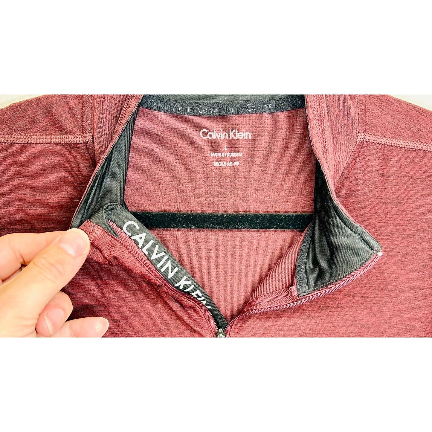 CALVIN KLEIN MEN'S 1/4 ZIP PULLOVER SWEATER Men's Large Garnet
