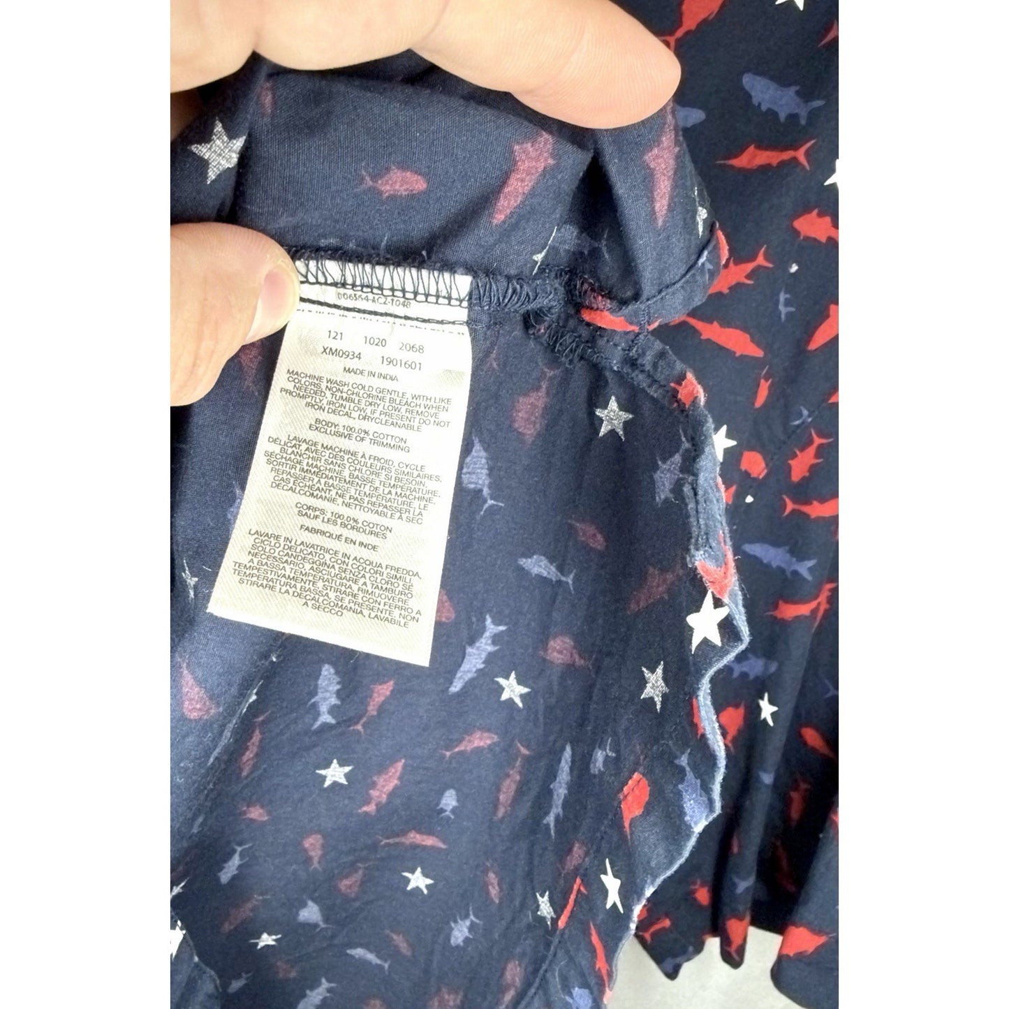 Columbia PFG Fish All OverShort Sleeve Button Front Shirt Men's Small Blue
